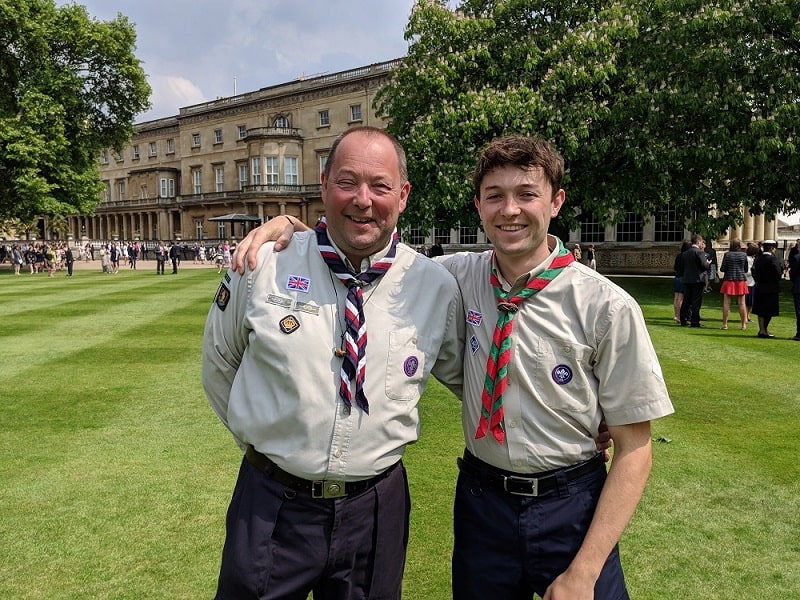 Nick Marsden representing Warwickshire Scouts at Buckingham Palace DofE Awards-min